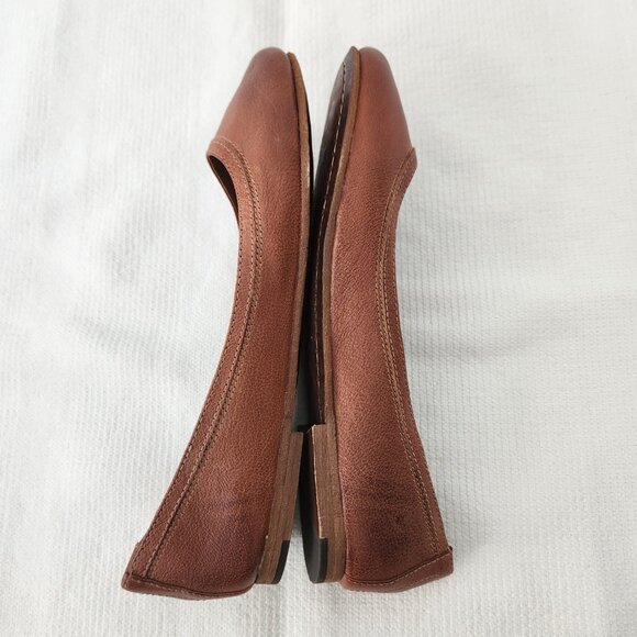 Frye Womens 9M Carson Ballet Flats Shoes Leather Cognac Slip On Round Toe Rustic - Picture 9 of 14